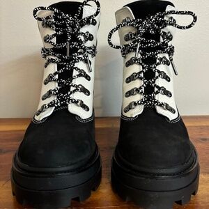 Tory Burch Black/White High Ankle Boot